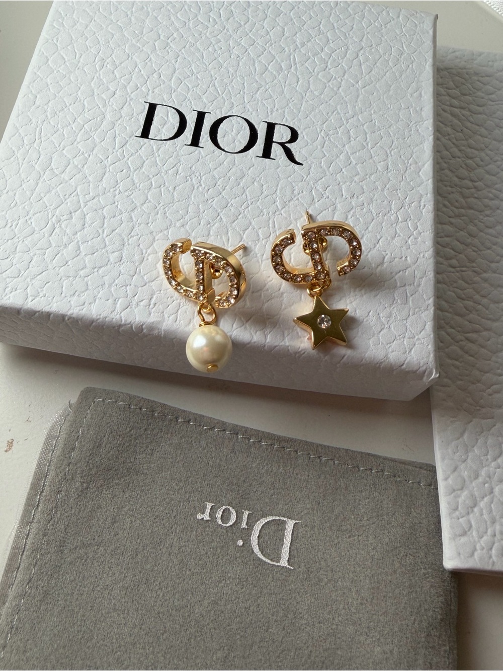Dior CD Pearl & Star Lucky Charms Earrings